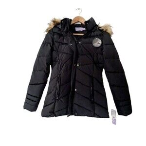 Madden Girl Black Hooded Puffer Parka Jacket Coat